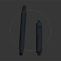 Two Black Cylindrical Support Equipment Pieces With Round Base And Top Connectors