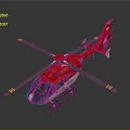 Red Modern Helicopter with Main Rotors and Tail Rotor 3D Rendering on Dark Background