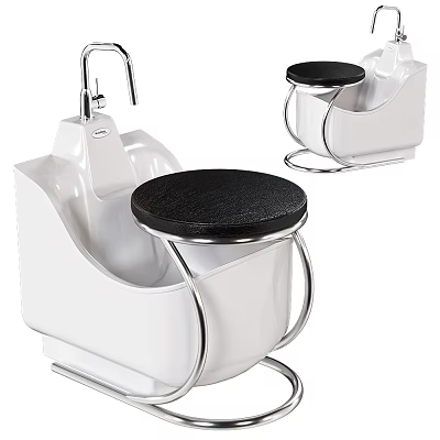 Stylish Bathroom Accessories Set With Black Seats And Metal Frames 3d model Stylish Bathroom Accessories Set With Black Seats And Metal Frames 3d model