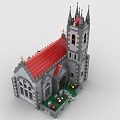 LEGO toy building blocks medieval church building house european architecture 3d model