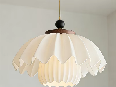 Modern White Pleated Chandelier With Black Brown Top Decoration And Elegant Design 3d model