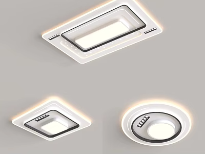 Illuminated Ceiling Lights In Square And Round Shapes 3d model