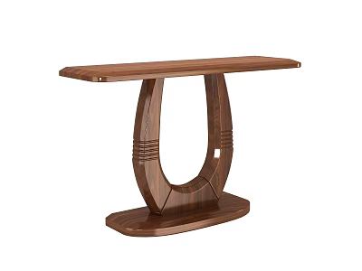 Modern Solid Wood Entryway Console Table With Unique U-Shaped Base And Rectangular Top 3d model