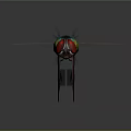 3D Rendered Fly With Red Eyes Green Yellow Body And Transparent Wings Detailed Legs