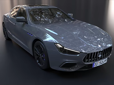 Gray Luxury Maserati Sedan With Sleek Exterior Design And Black Wheels 3d model