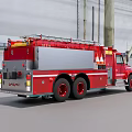 Red Fire Truck Parked In Industrial Warehouse With Metal Structure And Spacious Interior