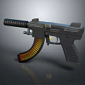 Modern Tactical Pistol With Gray Body Yellow Red Magazine And Perforated Design