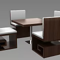 Modern Wooden Table And Chair Set With White Cushioned Seats And Minimalist Design