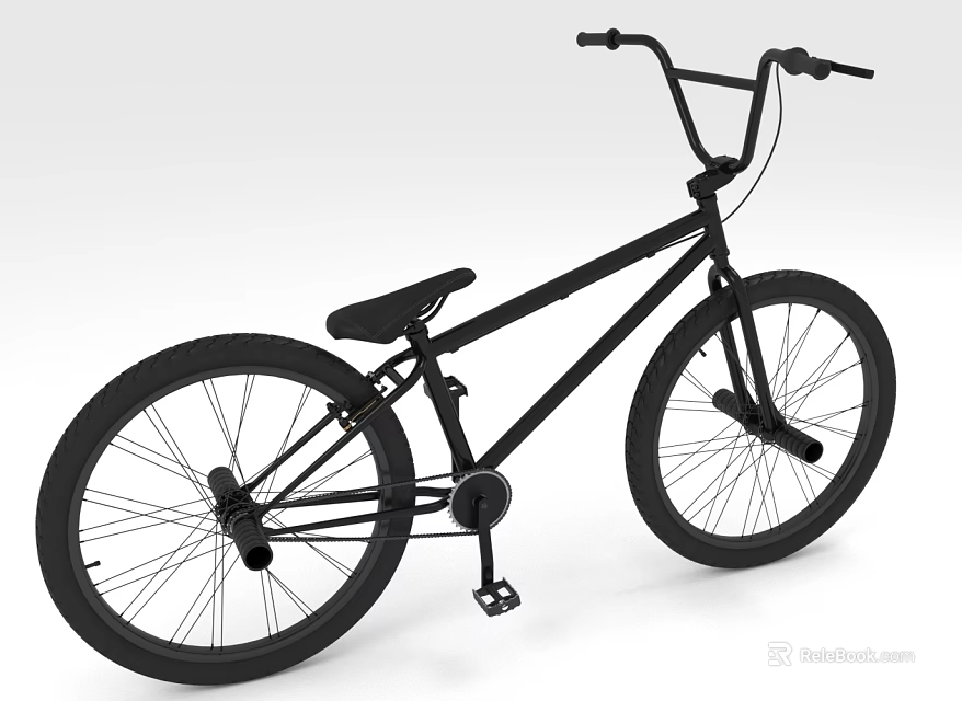 Black BMX Bicycle With High Handlebar And Compact Frame For Urban Riding 3d model 