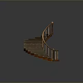 Elegant Spiral Staircase With Wooden Steps And Curved Metal Railings