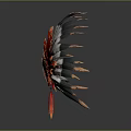 Traditional Fan Shaped Native American Feather Headdress With Red White Black Feathers And Tassels