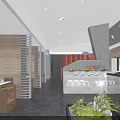 Hotpot Restaurant Modern Interior Design With Wooden Partitions Stone Countertops And Green Plants