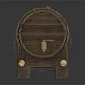 Wooden Decorative Storage Barrel With Metal Hoops Small Brass Lock And Wooden Stand