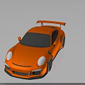 Orange Sports Car With Rear Spoiler Vibrant Color And Sleek Design