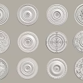 White Circular Decorative Carvings With Various Intricate Patterns For Interior Design 3d model