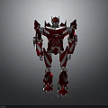Red Mechanical Robot With Armor Joints Standing Pose And Metallic Finish 3d model
