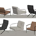 Modern Leisure Chairs With Sleek Metal Frames And Multiple Color Options 3d model
