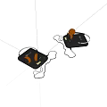 Two Black Audio Devices With Orange Headphones And Connected Cables