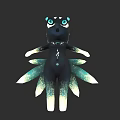 Magical Black Character Creature Hybrid Featuring Blue Eyes Turquoise Sparkling Petal Appendages