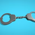 Shiny Silver Metal Handcuffs With Chain On Blue Background 3d model