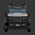 Silver Gray Heavy Duty Utility Truck With Roof Warning Stripes And Side Logos