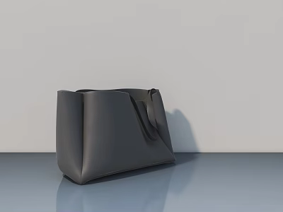 Gray Leather Handbag Placed On Smooth Surface Against Light Colored Wall 3d model