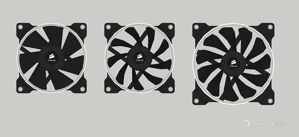 Industrial Equipment Fans Arranged With Black Blades White Frames And Central Logo 3d model 