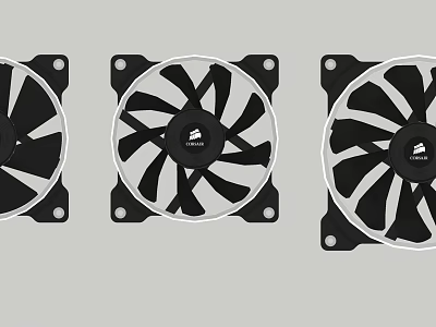 Industrial Equipment Fans Arranged With Black Blades White Frames And Central Logo 3d model