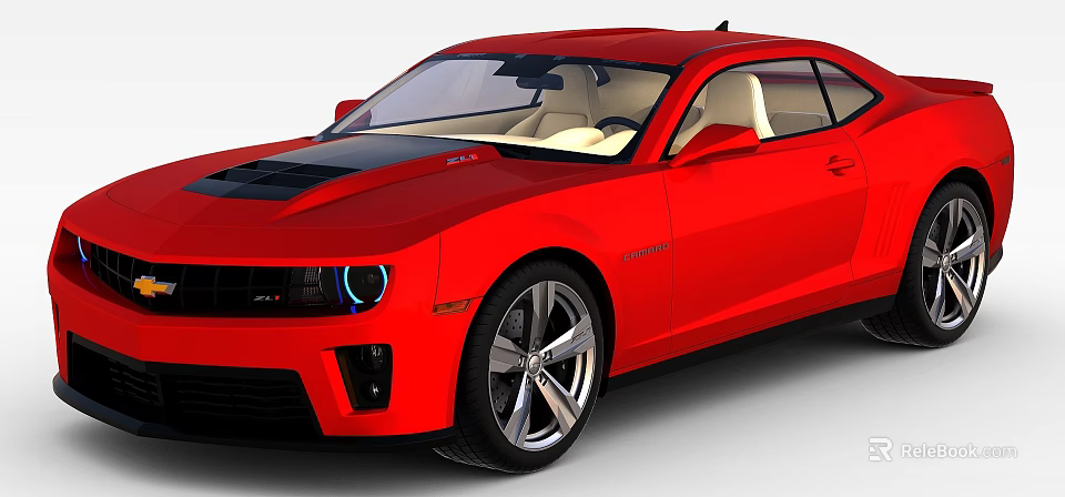Technology Exhibition Hall Displaying Red Sports Car With Sleek Modern Design 3d model 