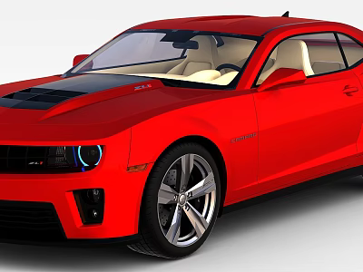 Technology Exhibition Hall Displaying Red Sports Car With Sleek Modern Design 3d model