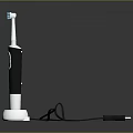 Ergonomic Rechargeable Electric Toothbrush With Sleek Black White Design And Charging Stand