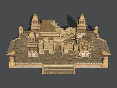 Historic European Architecture Featuring Ornate Towers Stone Steps And Intricate Design 3d model