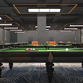Modern Billiard Club Interior With Pool Tables And Stylish Lighting