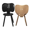 Two Different Colors Leisure Chairs With Minimalist Design Unique Backrest And Three Legs