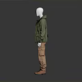 Stylish Casual Outfit With Green Hooded Jacket Orange Pants And Brown Boots