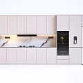 Elegant Modern Kitchen Interior With White Cabinets Marble Countertop And Appliances