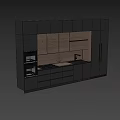Modern Kitchen Interior With Black And Wooden Cabinets And Built-in Appliances