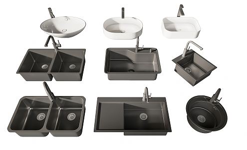 Modern dish washing basin 3d model