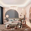 Modern Children's Room Pink Cream Daughter Room 3d model