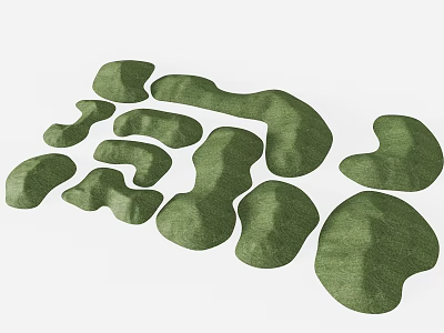 Green Irregular Grass Shaped Decorative Blocks For Landscape Design 3d model