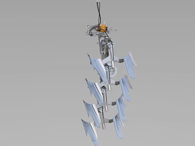 Industrial Tillage Equipment With Suspended Multiple Blue Blades And Mechanism 3d model