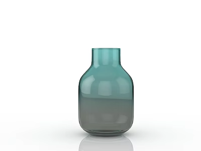 Green Glass Vase With Round Body Narrow Neck And Gradient Color 3d model