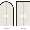 Contemporary Double Doors Design Showcasing Arched And Straight Edge Frames With Sleek Handles 3d model