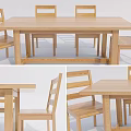 Wooden Dining Table Set with Simple Design and Matching Chairs in Modern Style