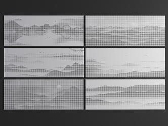 Perforated Plate Landscape Painting Perforated Plate Landscape Painting Punched Background Wall Gradient Perforated Plate Perforated Wall Panel 3d model