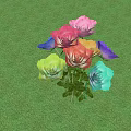 Colorful Roses Bouquet With Vibrant Petals On Lush Green Grass