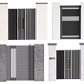 Modern Minimalist Gates With Stone Pillars Metal Slats And Bronze Handles