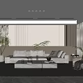 Elegant Modern Living Room Interior With White Sofa Marble Coffee Table Potted Plants And Recessed Lighting