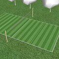 Outdoor Sports Fitness Training Space With Green Grass Field And Soccer Goal