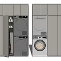 Modern Bathroom Cabinet Frame With Built-in Washer Dryer And Double Storage Compartments
